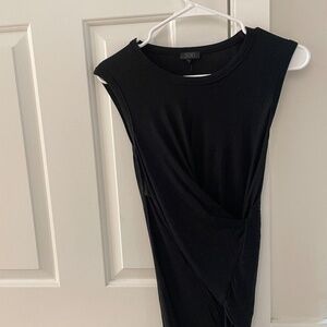 Black Midi Dress twist-front